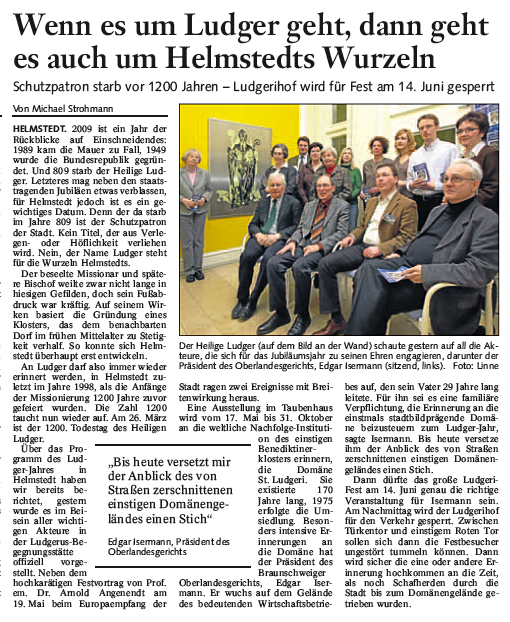 Bericht der Braunschweiger Zeitung, Helmstedt vom 20. Februar 2009