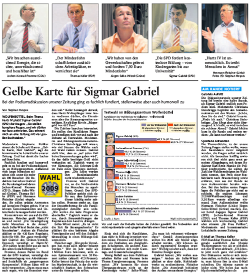 Bericht der Braunschweiger Zeitung, Wolfenbüttel vom 10. September 2009