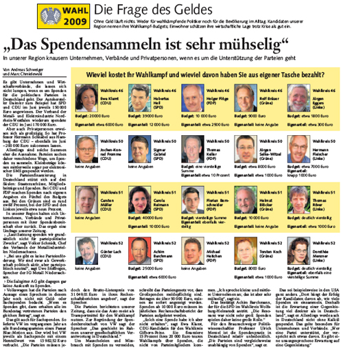 Bericht der Braunschweiger Zeitung vom 24. September 2009